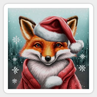 Santa Christmas Fox Sticker